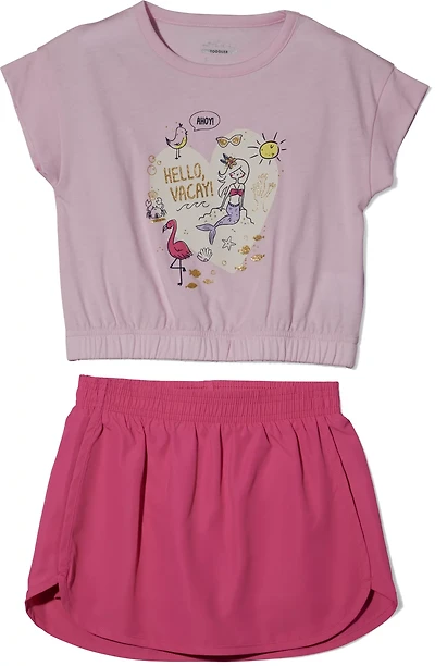 BCG Girls' Toddler Short Sleeve Vacay Skort Set