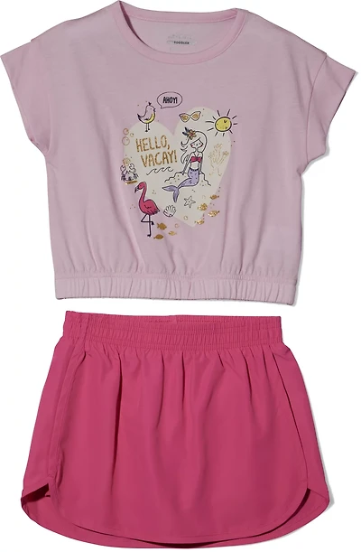 BCG Girl's Short Sleeve Vacay Skort Set