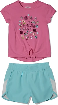 BCG Girls' 2T-4T Positivity Front Tie Short Sleeve Set