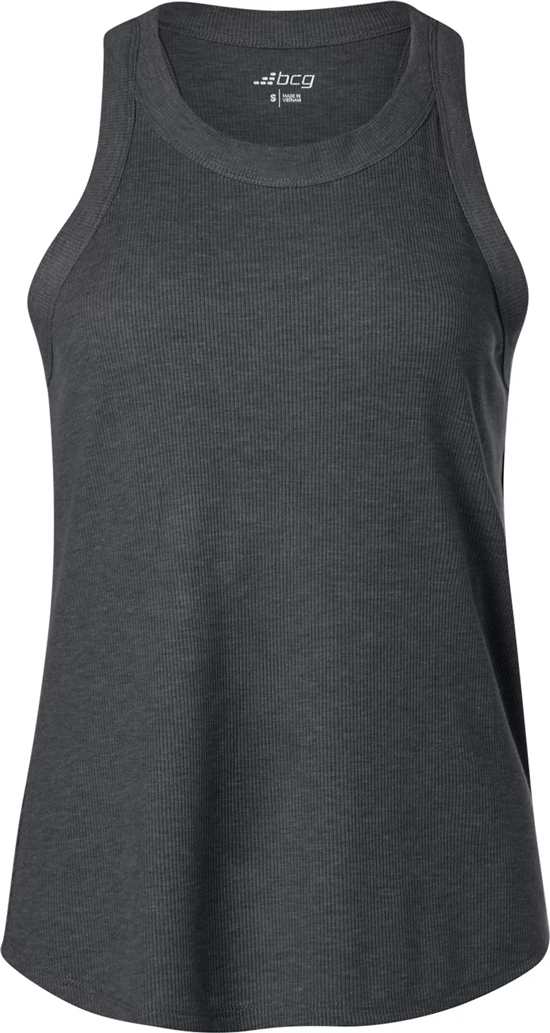 BCG Women's Sign Curve Hem High Neck Tank Top