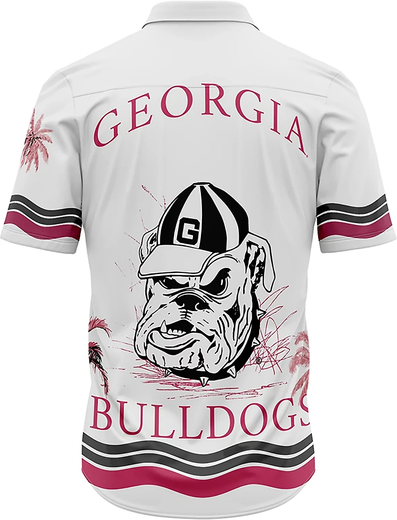 Dyme Lyfe Men's University of Georgia Sublimated Mascot Palm Trees Button Up Shirt