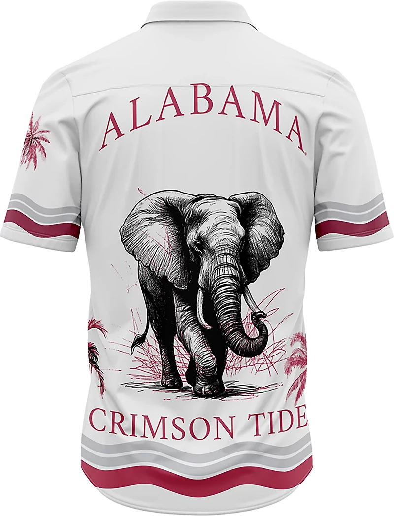 Dyme Lyfe Men's University of Alabama Sublimated Mascot Palm Trees Button Up Shirt