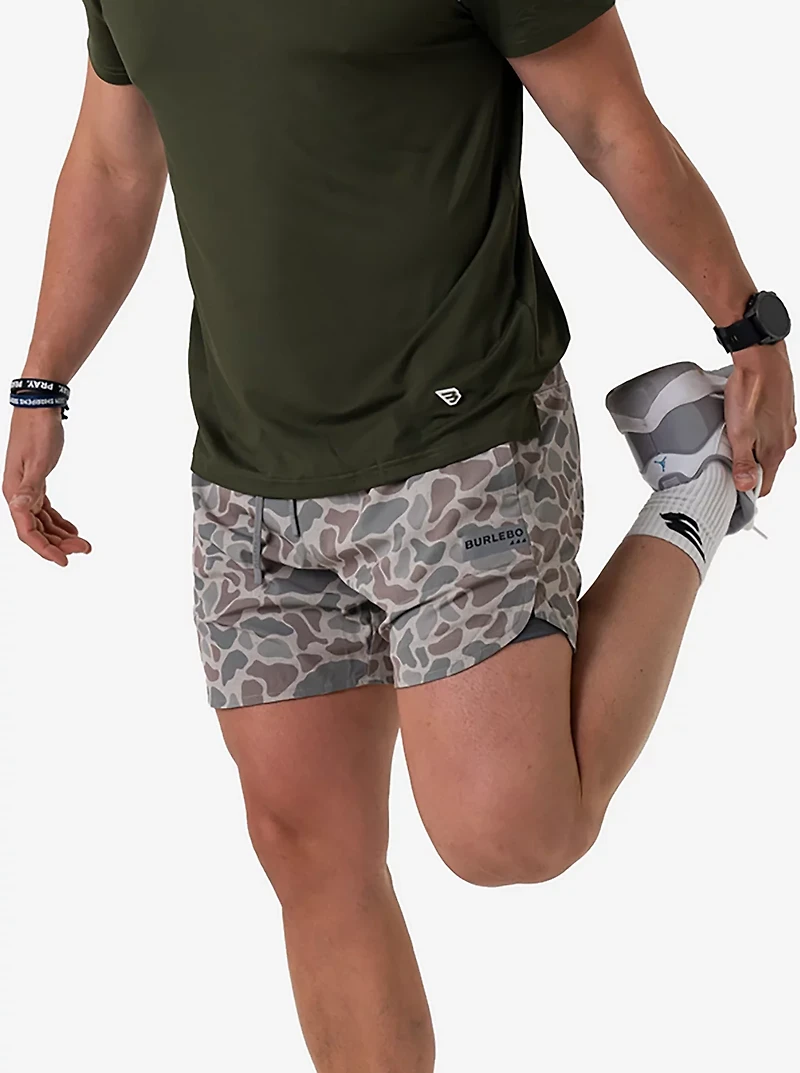 BURLEBO Men's Classic Deer Camo Training Shorts 5.5