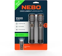 NEBO 1500 Lumen Rechargeable LED Flashlight 2-pack