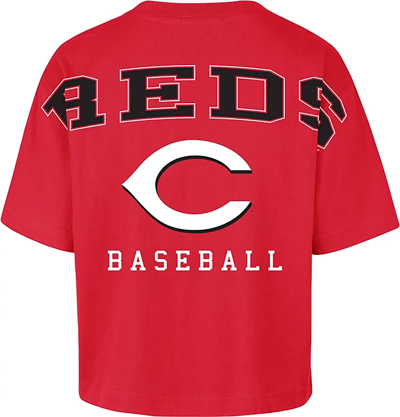 '47 Cincinnati Reds Women's Back Out Foundation Crop Graphic T-shirt
