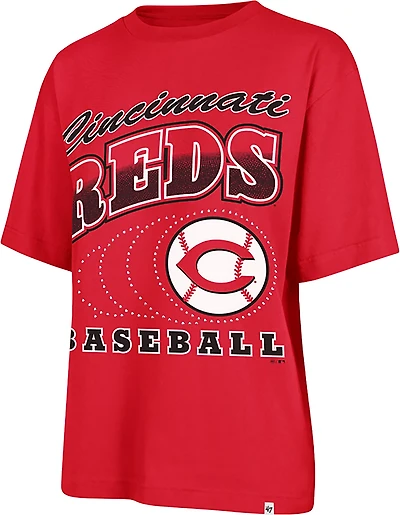 '47 Cincinnati Reds Women's Shimmer Shot Foundation Graphic T-shirt