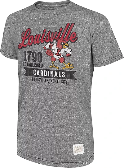 Retro Brand Men's University of Louisville School Script Mascot T-shirt