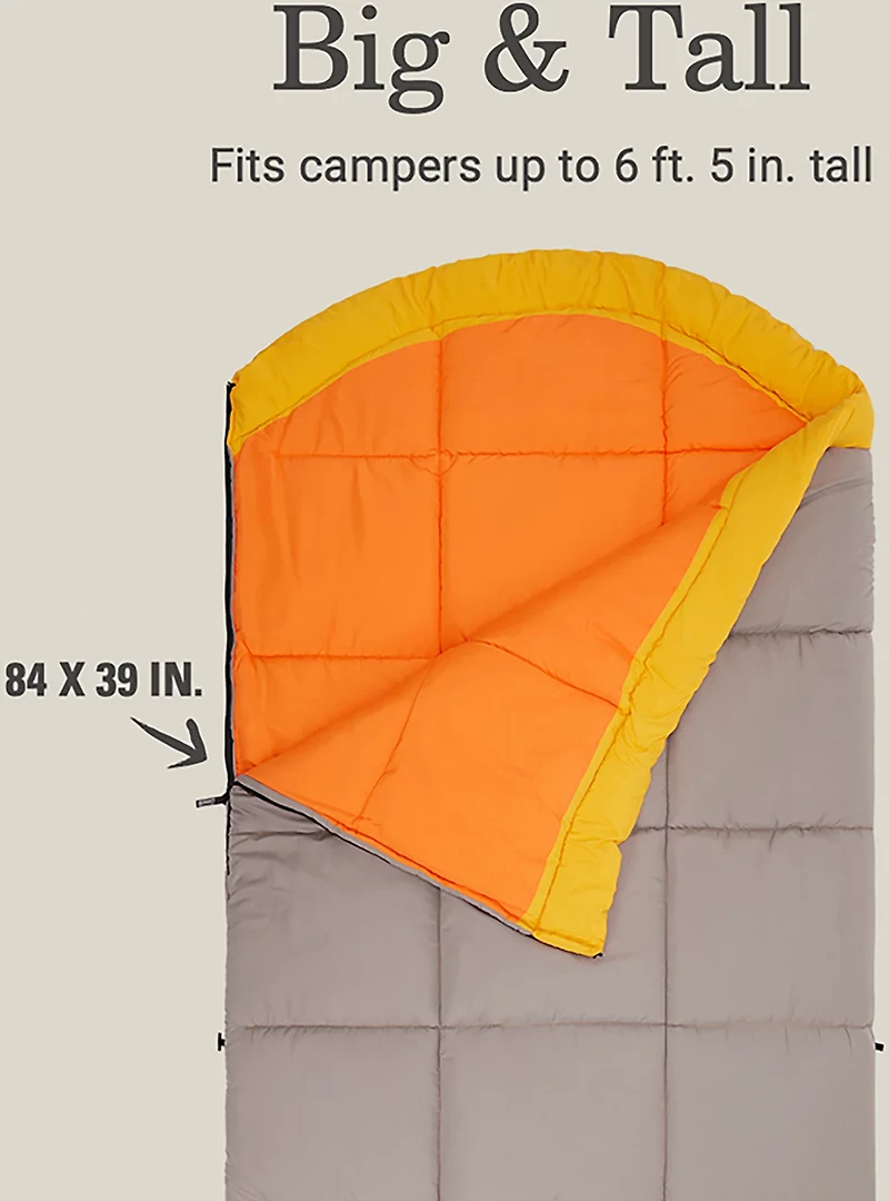 Coleman Adults' Arch Bay 15°F Big and Tall Semi-Rectangular Sleeping Bag