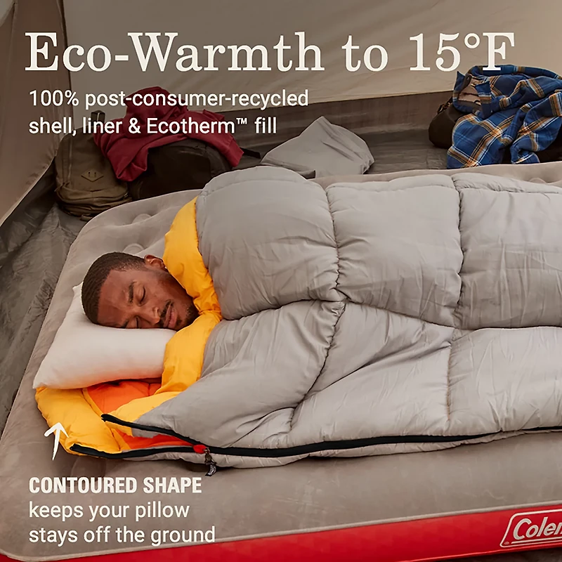 Coleman Adults' Arch Bay 15°F Big and Tall Semi-Rectangular Sleeping Bag