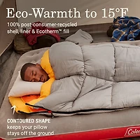 Coleman Adults' Arch Bay 15°F Big and Tall Semi-Rectangular Sleeping Bag