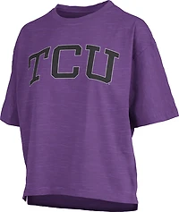 Pressbox Women's Texas Christian University Banner Elk Jersey Motley Crew T-shirt