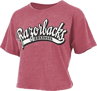 Pressbox Women's University of Arkansas Mikaela Vintage Crop Graphic T-shirt
