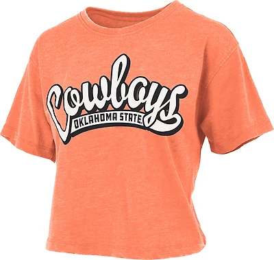 Pressbox Women's Oklahoma State University Mikaela Vintage Crop Graphic T-shirt
