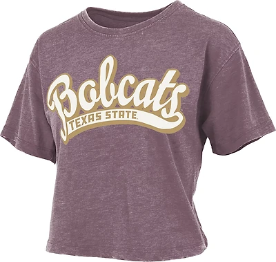 Pressbox Women's Texas State University Mikaela Vintage Crop Graphic T-shirt