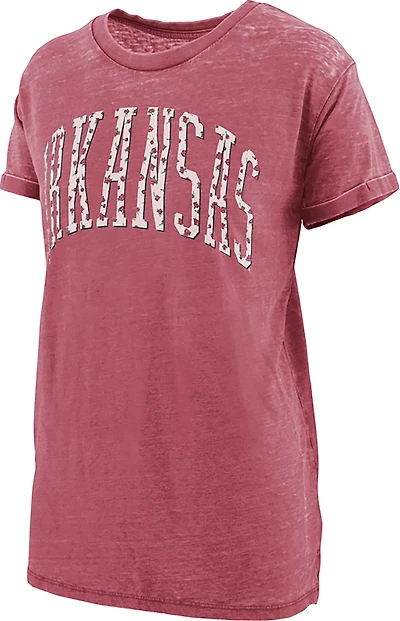 Pressbox Women's University of Arkansas Wellington Floral Boyfriend Graphic T-shirt