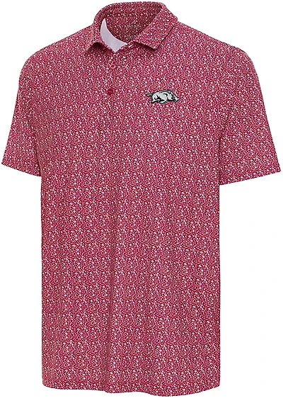 Antigua Men's Arkansas Razorbacks Botanic Short Sleeve Polo Shirt