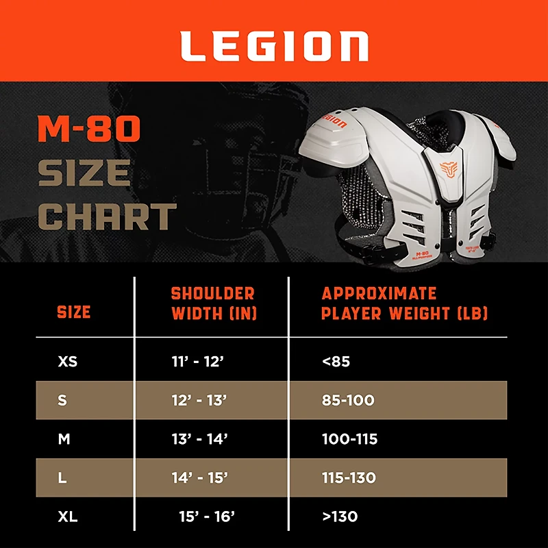 Legion Boys' M-80 Football Shoulder Pads