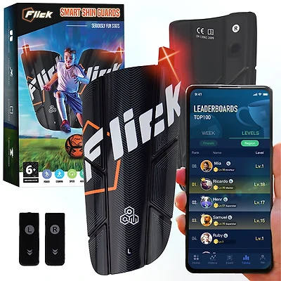 Flick Smart Soccer Tracker with Shin Guards