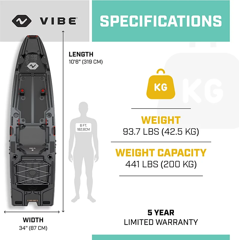 Vibe Kayaks Sea Ghost 105 10 ft 6 in Sit-On-Top Motor-Ready Fishing Kayak