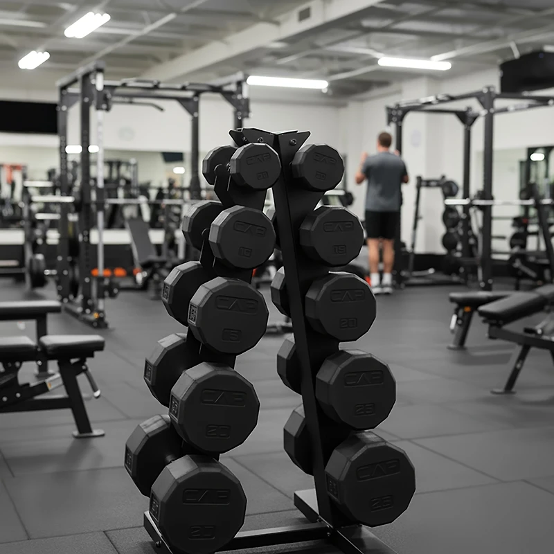 CAP 12-sided Coated Dumbbell Set with Storage Rack