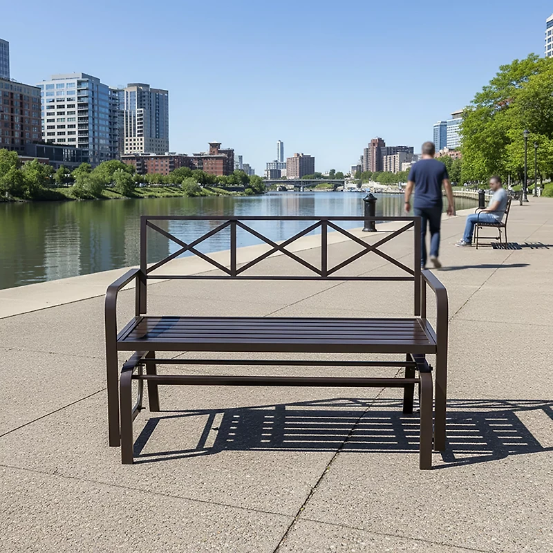 Mosaic Mary Metal Bench Glider