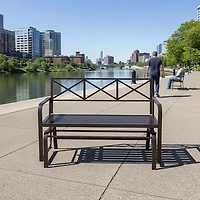 Mosaic Mary Metal Bench Glider