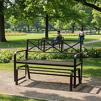 Mosaic Mary Metal Bench Glider