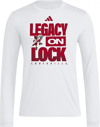 adidas Men's University of Louisville 2026 March Madness Legacy On Lock Bench Long Sleeve T-shirt