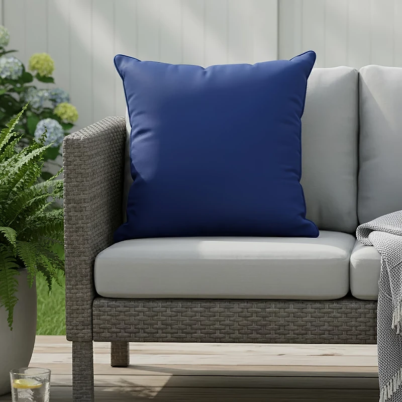 Mosaic 18 in Reversible Solid Patio Pillow with Piping