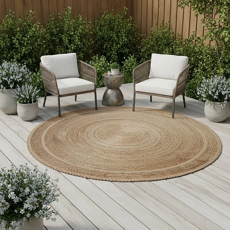 Mosaic Woven Jute Round Rug
