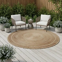Mosaic Woven Jute Round Rug