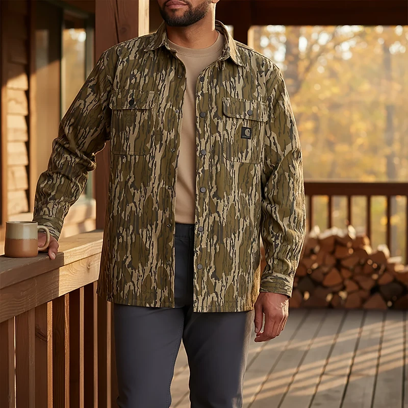 Carhartt Men's Rugged Flex Canvas Fleece Lined Camo Shirt Jac
