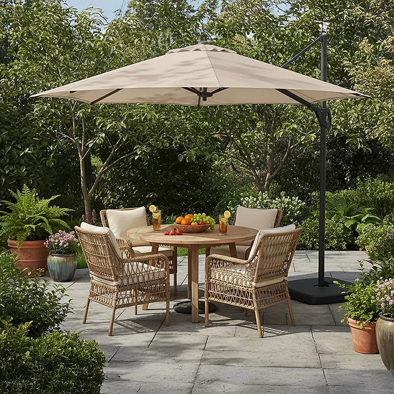 Mosaic Round Patio 10 ft Cantilever Umbrella with EZ Lever