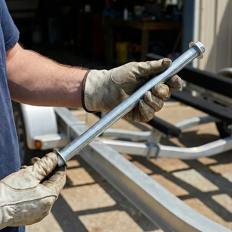 C.E. Smith Company 13" Zinc-Plated Roller Shaft with Cap Nuts