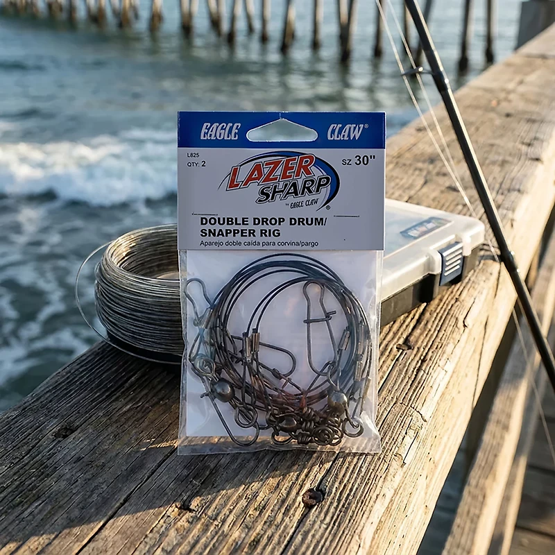 Eagle Claw 30" Double Drop Drum/Snapper Saltwater Leader Rigs 2-Pack