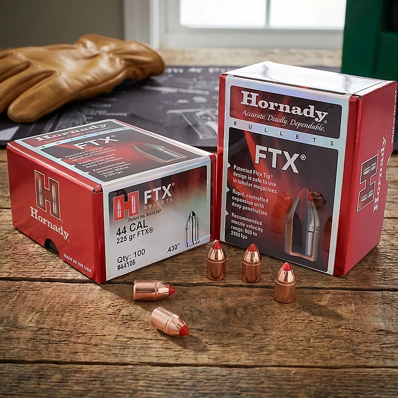 Hornady FTX .44 Magnum 225-Grain Bullets - 100 Rounds