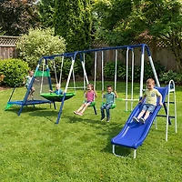 Sportspower Mountain View Metal Slide, Swing and Trampoline Set