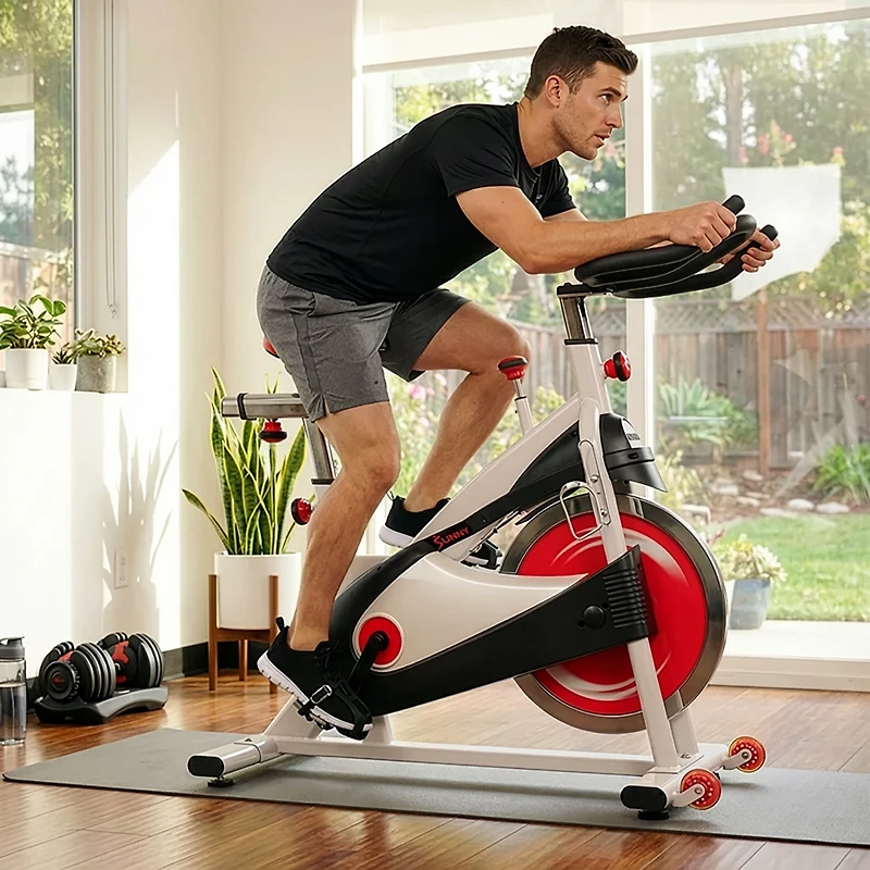 Sunny Health & Fitness Belt Drive Premium Indoor Cycling Bike