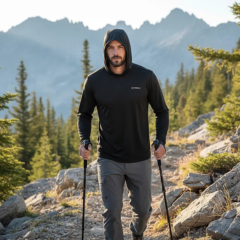 Magellan Outdoors Men's HuntGear Eagle Pass Long Sleeve Tech Mesh Hooded Shirt