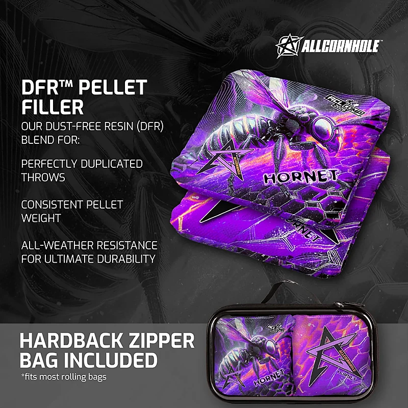 American Cornhole League Comp Bag Purple Hornet Bags