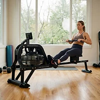 Sunny Health & Fitness Obsidian Surge Water Rowing Machine