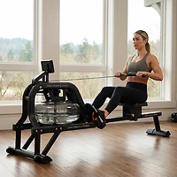 Sunny Health & Fitness Obsidian Surge Water Rowing Machine
