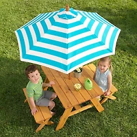 KidKraft Outdoor Table with Benches & Umbrella