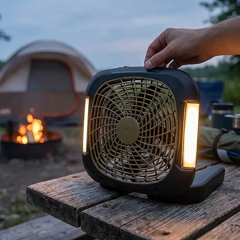 O2 COOL 10 in Portable Camping Fan with Lights