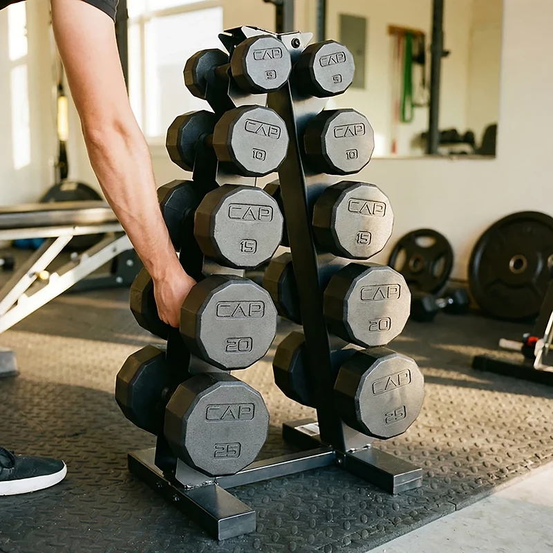 CAP 12-sided Coated Dumbbell Set with Storage Rack