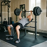 CAP Barbell Weight Lifting Bench with Preacher and 100 lb Weight Set