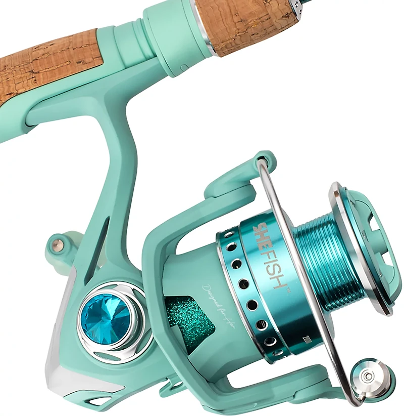 SheFish Sparkle Elite 6 ft 6 in M Teal Spinning Combo