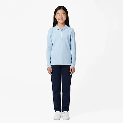 French Toast Girls' Long Sleeve Stretch Pique Polo