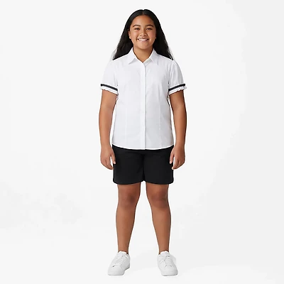 French Toast Girls' Short Sleeve Ribbon Bow Blouse