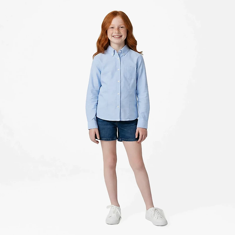French Toast Girls' Extended Sizing Long Sleeve Oxford Blouse
